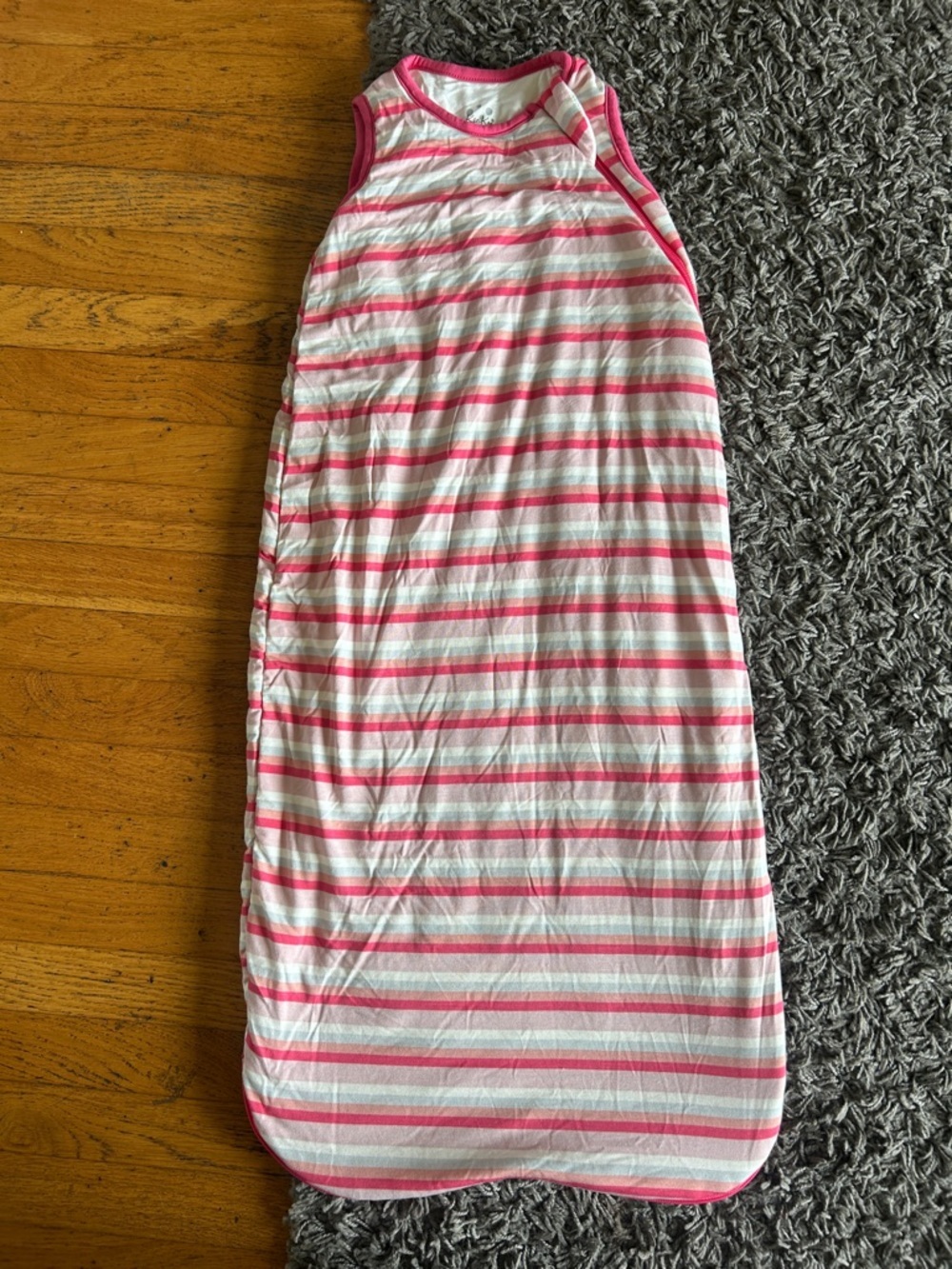 KICKEE Pants Pink and White Striped Sleeveless Baby Sleep Sack 6-18 Months